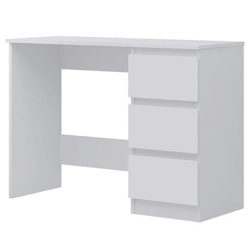 Image of FWStyle Modern Matt White 3 Drawer Dressing Table Home Office Desk Scandinavian Style Make Up Artist Desk