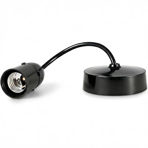 Image of HARPER LIVING E27 Ceiling Pendant Light Fitting, 6 Inch (150mm) Black Plastic Lamp Holder, DIY Pendant Light Kit for Kitchen Island Living Room Bedroom Dining Room, Indoor Lighting Fixture