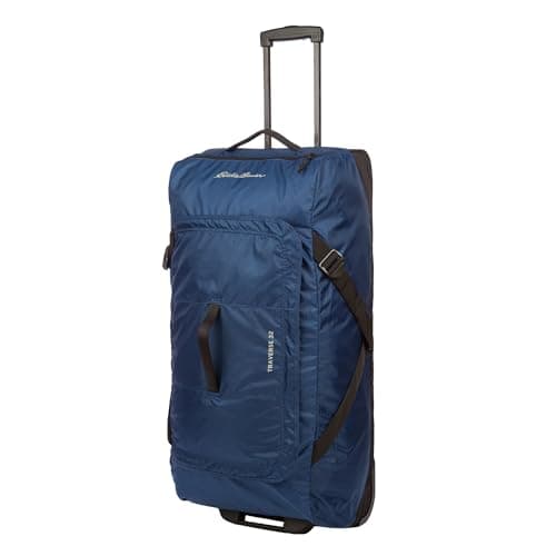 Image of Eddie Bauer Traverse 32 Rolling Duffel Bag-Made from Ripstop Polyester with Telescoping Handle, Medium Indigo, One Size