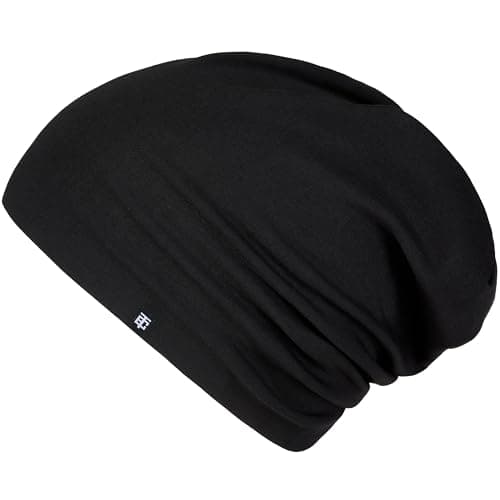Image of Enter the Complex® Light Jersey Beanie Hat, Women and Men, Cotton Slouch Beanie, Elastic, Black, L/XL