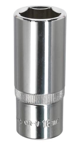 Image of Sealey Sp3818D Walldrive Socket 18Mm Deep 3/8Sq Drive Fully Polished