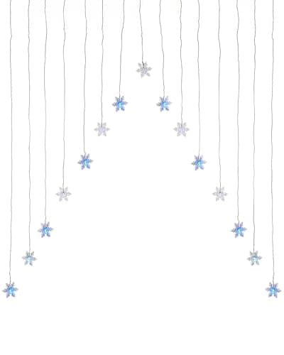 Image of WeRChristmas Snowflake V Window Curtain Net Lights with 15 Static LED, 1.2 x 1.2 m - Blue/White