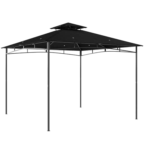 Image of Outsunny 3 x 3 m Gazebo, Garden Gazebo with 2-Tier Roof, Metal Frame, Adjustable Roof Struts, Weather-Resistant Outdoor Canopy Tent for Garden, Patio, Camping, Picnic, Instant Event, Black