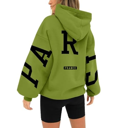 Image of HUIFUAO Paris Womens Hoodies Oversized Womens Sweatshirts Plus Size Womens Hoodies Pullover Long Sleeve Black Tops With Pocket (A01-Mint Green, M)