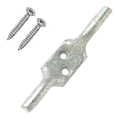 Image of Heavy Duty Washing Line Cord Cleat Hook 100mm (4 inch) Galvanised Rope Cord Cleat Trailer Hook Roman Blind Cord Hooks for Washing Line with Fixing Screws Pack of 1