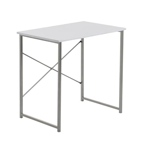 Image of Harbour Housewares Industrial Office Desk - 80cm - White - PC Computer Workstation Contemporary Laptop Durable Tubular Steel Compact Wooden Office Desk for Study