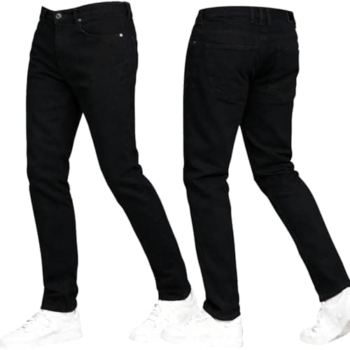 Image of Crosshatch Stretch Slim Fit Jeans Mens Denim Designer Trousers Pants Black 32W X 32L