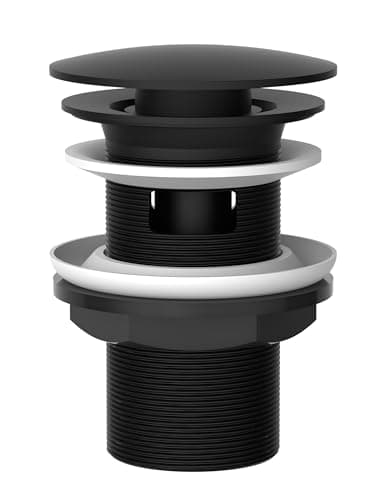 Image of Noir Black Mushroom Slotted Basin Waste | Slotted | Bathroom Basin | Matt Black | ABS