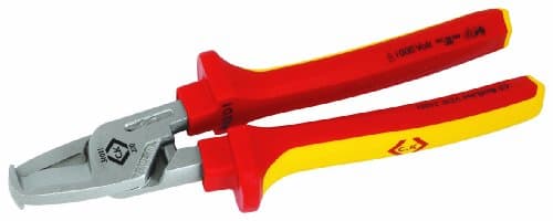 Image of C.K Redline VDE Cable Cutters for Copper & Aluminium Wire 210mm, German Made Shearing Action Electrical Wire Cutter, Heavy Duty Croppers for Electrician, Electricians Snips, CK Tools 431031
