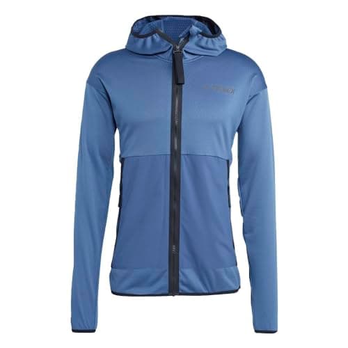 Image of adidas Terrex Tech Fleece Light Hooded Hiking Jacket Men's, Blue, Size S