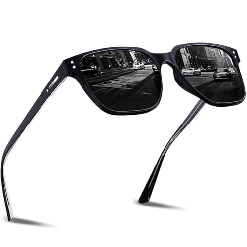 Image of DADA-PRO Polarised Sunglasses Men Women Retro Mens Sunglasses UV Protection Black Designer Sun Glasses for Driving Fishing Classic Ultralight Mirrored Shades (Black)