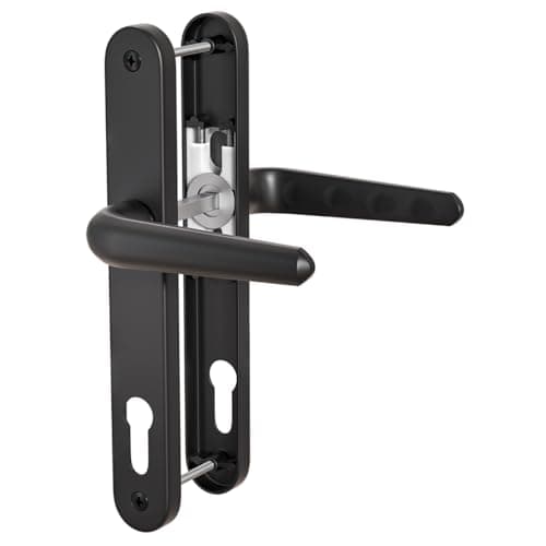 Image of Bwintech 1 Set Black UPVC Door Handle Set, 92mm Backset, 210mm Screw Hole Distance, 243mm Plate Length Front Door Handles for UPVC Door