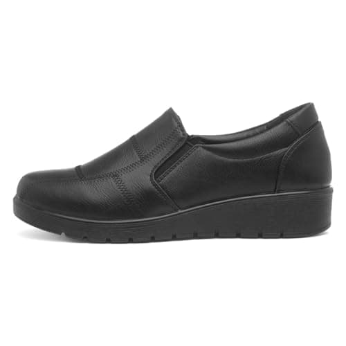 Image of Softlites Womens Black Slip On Wedge Casual Shoes - Size 6 UK - Black