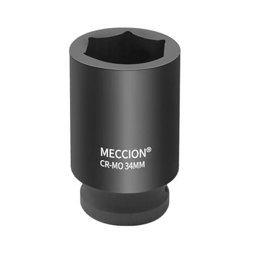 Image of Meccion 3/4 Inch Drive Impact Socket 34mm Heavy Duty Cr-Mo 6 Point Deep Socket, 80mm Length