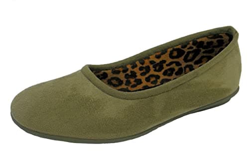Image of Amado Macario LS165E-6 'DOLLY' Womens Ballerina Slippers with Rubber Sole MOSS size 6 UK