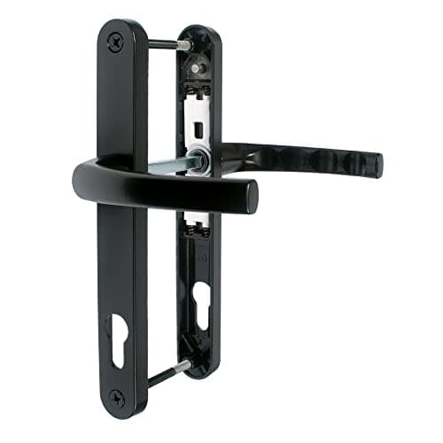 Image of JCP uPVC Door Handle Pair, 211mm Screw Centres, 92 mm PZ Sprung Set, 240mm X 30mm Backplate, Black