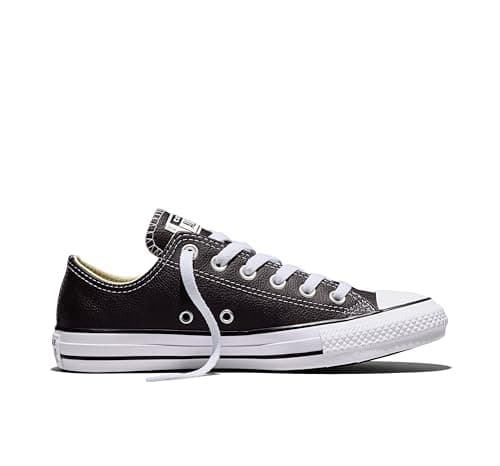 Image of Converse Chuck Taylor Core Leather Ox Trainers Men Black - 8.5 (8) - Low Top Trainers Shoes
