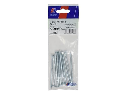 Image of Forgefix Multi-Purpose Pozi Screw CSK ST ZP 5.0 x 80mm ForgePack 10, used in all trades including joinery, electrical and plumbing