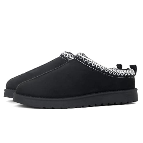 Image of Nexsus Plus Ladies Casual Indoor&Outdoor Faux Suede Fur Lined Flatform Mule Slippers (Black, UK Footwear Size System, Adult, Women, Numeric, Medium, 6)