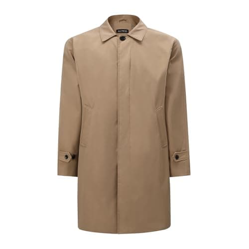 Image of Allthemen Mens Trench Coat Classic Casual Mid Length Jacket Lightweight Windbreaker Overcoat for Spring Autumn Khaki M