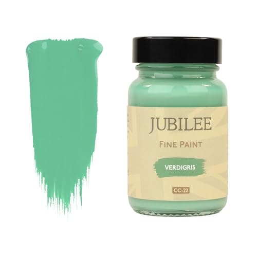 Image of Guild Lane Jubilee Furniture Paint – Upcycle & Transform Wood, Metal & Glass – Soft Sheen Finish for Indoor & Outdoor – Durable & Easy to Apply Multi-Surface Paint (Verdigris, Green, 60ml)