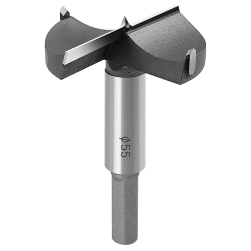 Image of flintronic Forstner Drill, 55mm Carbide Steel Boring Hole Saw, Forstner Drill Cutter Tool for Making Clean Flat-Bottomed Holes in Wood, Furniture or Door Hinge Hole