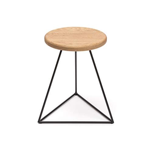 Image of The Hairpin Leg Co. [HLC] Prism Stool - Simple Scandinavian Style - Solid Oak & Geometric Steel Design - Suitable For Desk & Dining Tables - Or as a Side Table [44cm,Oak & Satin Black]