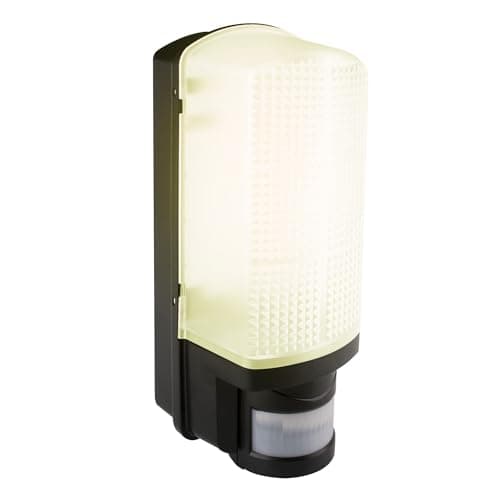 Image of Bright Source Outdoor Wall Security Bulkhead Light Fitting, PIR Motion Sensor, IP44 & IK08 Rated, E27 Base (1, Black)