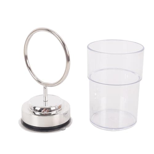 Image of Alide Sucti-on Cup Toothbrush Tumbler Holder, Wall Mounted Stainless Steel Toothpaste Glass Tumbler, for Lavatory, Bathroom