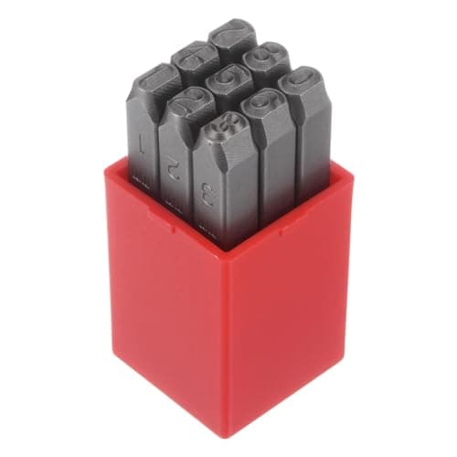 Image of sourcing map 9pcs Number Stamp Set 3/16" 5mm Reverse Punch High Tool Steel 0-9 Punch Press Tools Metal Stamps Set Hammer Hand Punch for Metal Plastic Wood Leather Brass Stamping