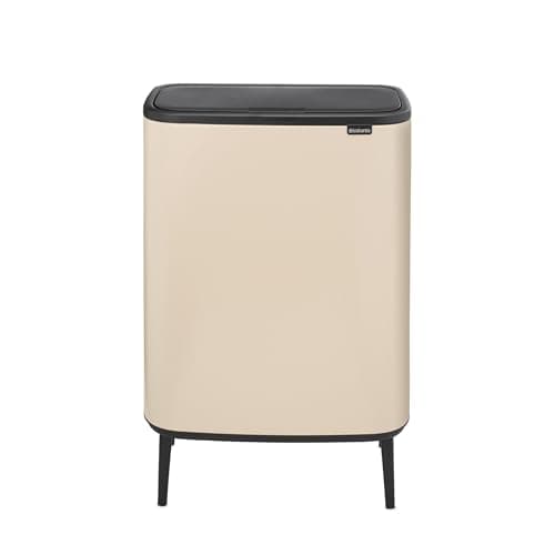 Image of Brabantia Bo Touch Bin 2x30L – Extra Large Dual Compartment | Soft Touch Waste Separation with Inner Buckets | Space-Saving Rubbish Bin for Kitchen or Utility | Soft Beige