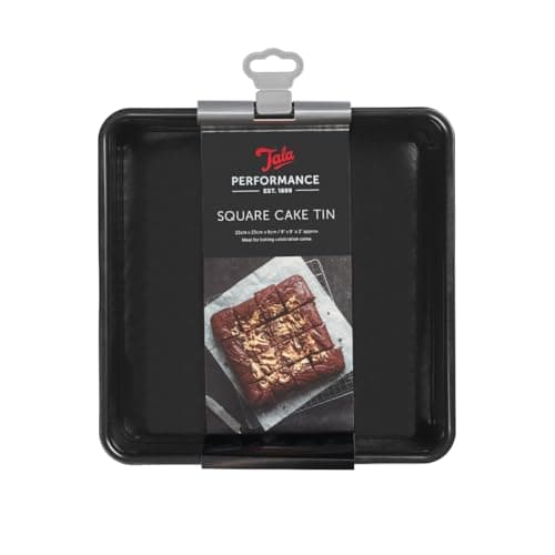 Image of Tala Performance, Loose Base Square Cake Tin, Professional Gauge Carbon Steel with Eclipse Non-Stick Coating, 24.5x24.5x7.5 cm Cake Pan; Cake Pan, Ideal for Bakes and Celebration Cakes