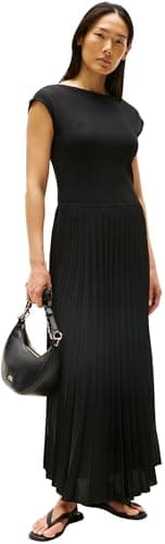 Image of Tommy Hilfiger Women’s Rib Fit & Flare Midi Dress, Black (Black), XS