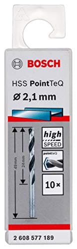 Image of Bosch Professional 10-piece PointTeQ HSS Twist Drill Bit (for Metal, 2.1 x 24 x 49 mm, Drill Driver Accessories)