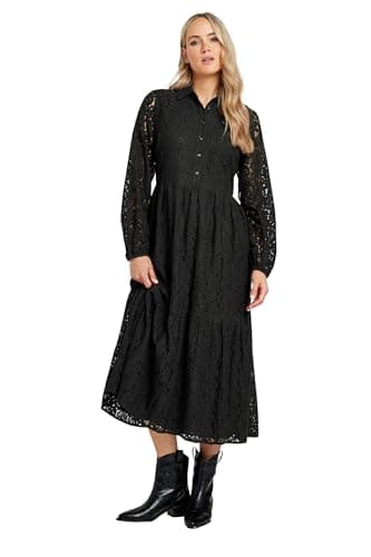 Image of Long Tall Sally - LTS Tall Lace Tiered Midi Dress - Women's Black
