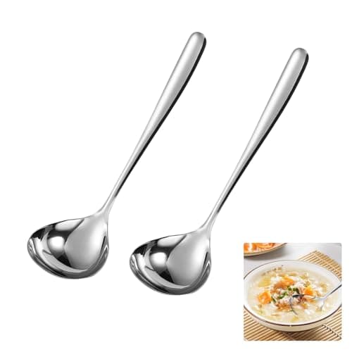Image of 2 Pieces 22.5cm Stainless Steel Gravy Ladle, Silver Small Sauce & Soup Ladles for Spooning Sauces or Gravies