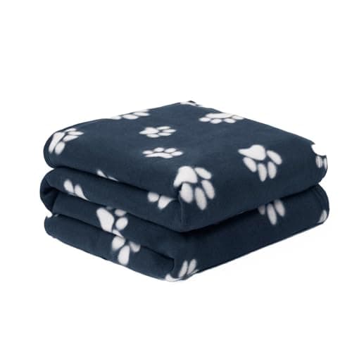 Image of OHS Dog Blanket, Comfy Fleece Blankets for Pets Cats Sofa Cover Throw Dog Blankets Washable Warm Soft Fluffy Pet Blankets for Dogs, Navy Blue 120cm x 150cm