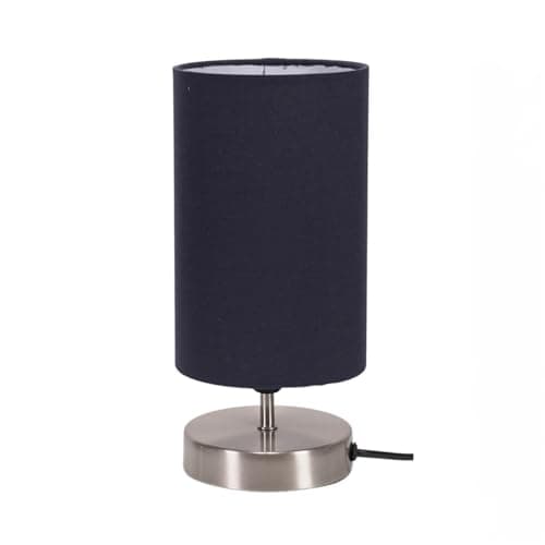 Image of ValueLights | Brushed Chrome Cylinder Touch Dimmer Table Lamp with Navy Blue Fabric Shade | Table Lamps, Home Décor & Improvement Essential