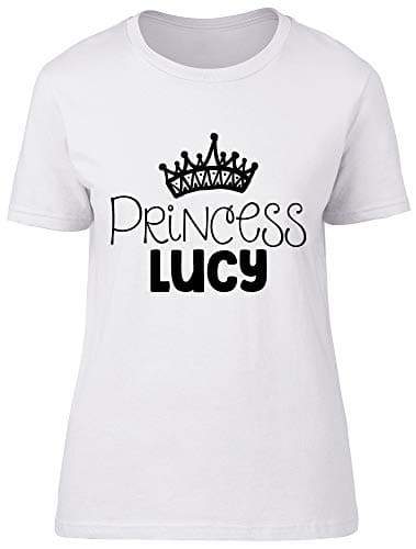 Image of Shopagift Personalised Princess Fitted Womens T-Shirt White, Tiara Crown Custom Tee Top for Ladies & Teenage Girls, Any Name Princess Birthday Gift