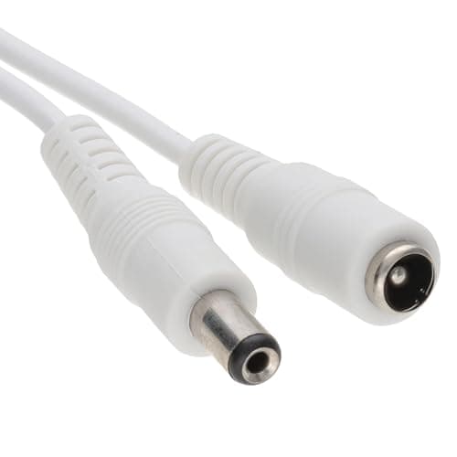 Image of kenable DC Power Extension Cable 5.5mm x 2.1mm Male Plug to Female Socket for CCTV Camera Security Systems 3m White