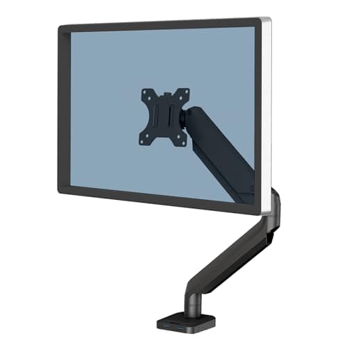 Image of Fellowes Single Monitor Arm - Platinum Series Mount for 8KG 32 inch Screens - Ergonomic Adjustable Arm Desk Mount - Tilt 45° Swivel 360° Rotation 360°, VESA 75 x 75/100 x 100 - Black