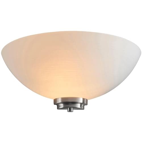 Image of National Lighting Kaden Decorative Satin Chrome Trim E27 LED Compatible Wall Light Uplighter with White Lined Painted Glass Shade