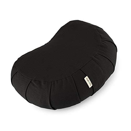 Image of basaho CRESCENT Zafu Meditation Cushion | Organic Cotton | Buckwheat Hulls | Removable Washable Cover (Zen Black)