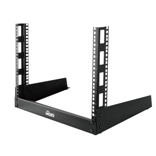 Image of Tecmojo 2 Post Desktop Server Rack Open Frame Rack for 19in AV/Data/Audio/Studio Equipment Free Standing on Home/Office Table (8U)