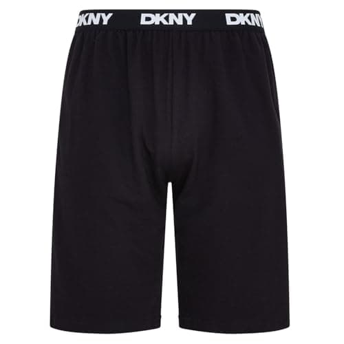 Image of DKNY Lions Lounge Shorts for Men | 100% Cotton | Mens Shorts for Lounging, Working Out | Elasticated Waist with Pockets | Black, L
