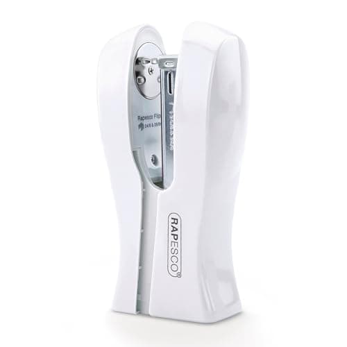 Image of Rapesco 1319 Stand Up/Space-Saving Stapler, 20 Sheet Capacity, White