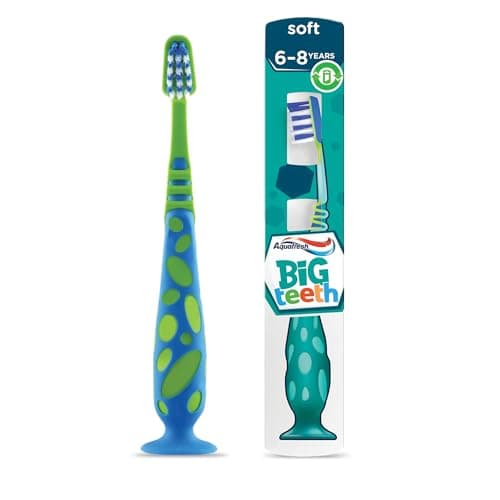 Image of Aquafresh Kids Toothbrush Big Teeth, Developed for children aged 6-8 years old by dental experts in plastic free packaging, soft bristles.
