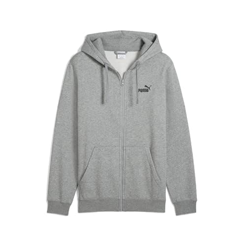 Image of PUMA Mens Essentials No. 1 Logo Full-Zip Hoodie Grey Size XXL