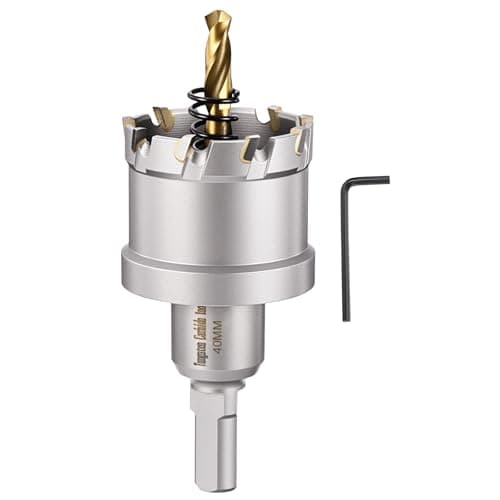 Image of CoCud 1-9/16" (40mm) Hole Saw, Tungsten Carbide TCT Hole Cutters with Drill Bit - for Thick Hard Metal, Stainless Steel, Copper, Aluminum