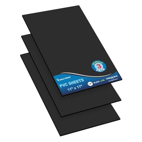 Image of Expanded PVC Sheet 11" x 17" Black Printable Rigid PVC Board Sintra, Celtec, Plastic Board Sheet Ideal for Signage, Displays, Durable Plastic Sheet Waterproof for Outdoor (Black-(1/8"), 3-Pack)